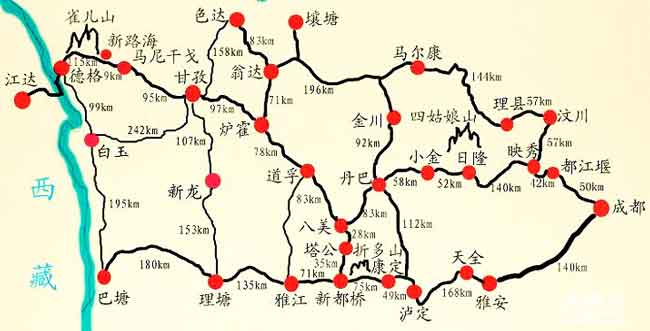 川西大環(huán)線自駕游地圖